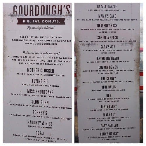 Gourdough's Donuts menu