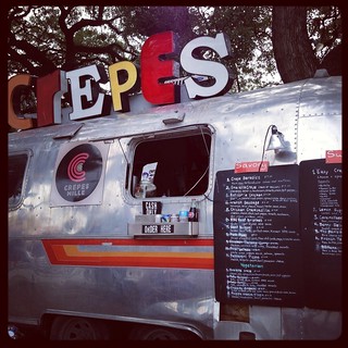 Crepes food truck with menu hanging 