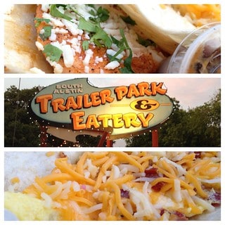 Collage of South Austin trailer park and eatery 