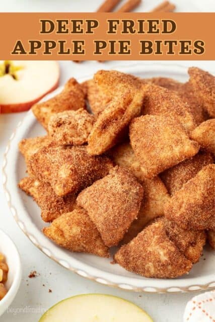 Pinterest title image for Deep Fried Apple Pie Bites.