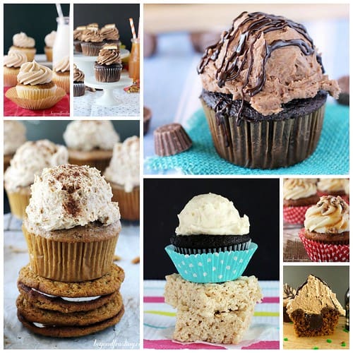Collage of 7 varieties of cupcakes