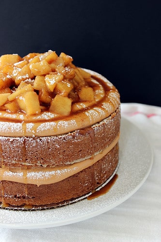 Caramel Apple Layer cake on a plate