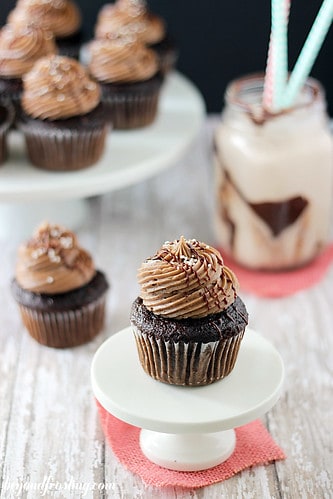 Double Chocolate Cupcake on a mini cake stand