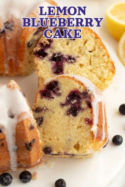 Pinterest title image for Lemon Blueberry Bundt Cake.