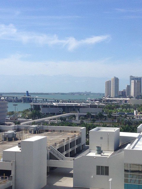 View of ocean and buildings from hotel in Miami