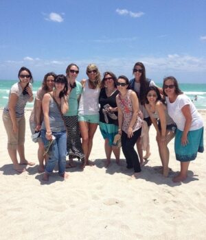 On the beach hanging with some of my favorite blogger ladies!