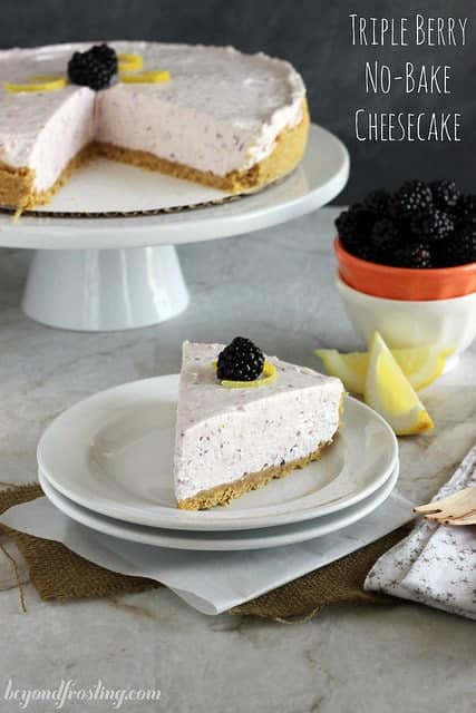 Triple Berry No-bake Cheesecake | beyondfrosting.com | #cheesecake