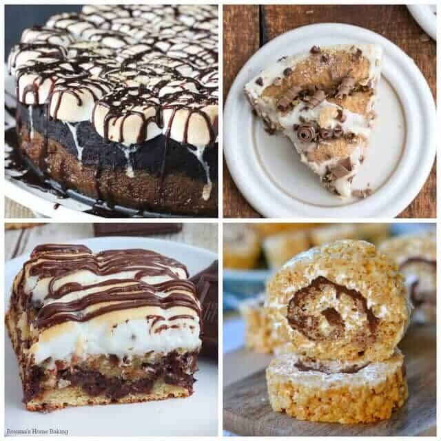 Collage of four smores-flavored recipes