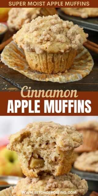 Pinterest title image for Cinnamon Apple Muffins.