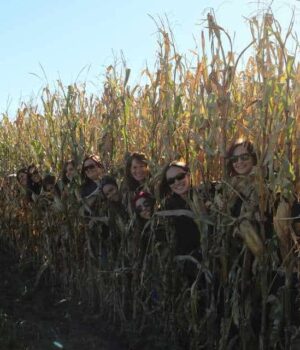 An image of some of my friends and I standing in a corn field.