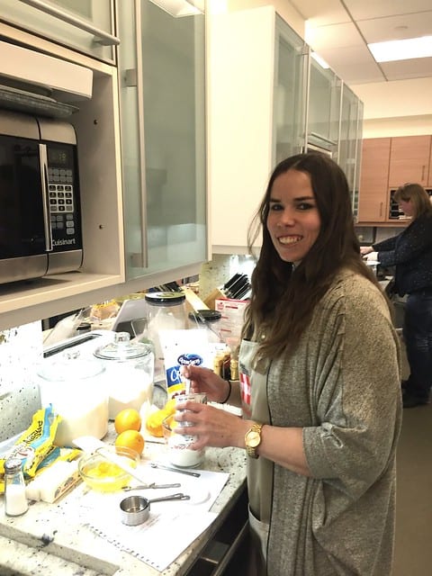 Author making a recipe in the test kitchen