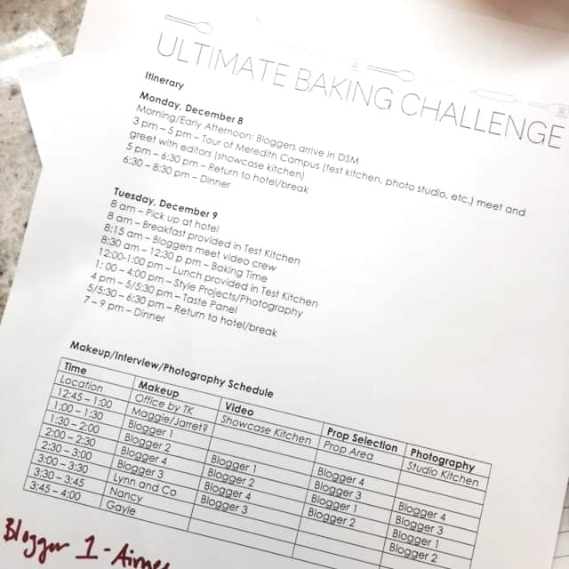 Itinerary for the Ultimate Baking Challenge