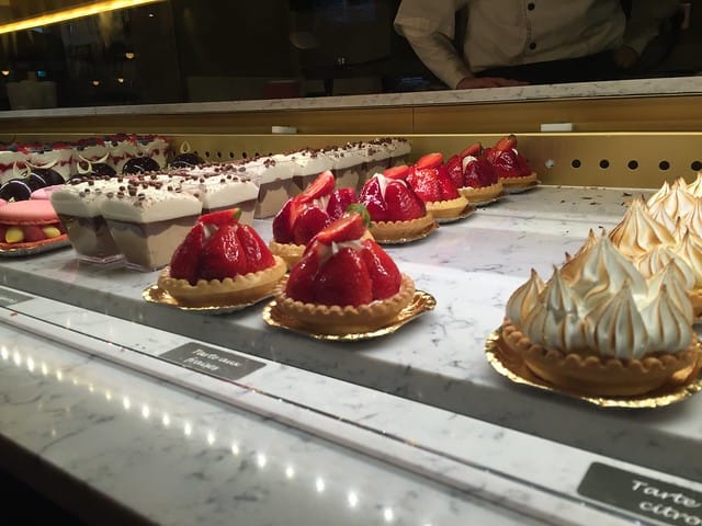 A display case of desserts at Epcot