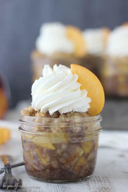 Peach Maple Walnut Crisps with Champagne Whipped Cream. Every bite just melts in your mouth!