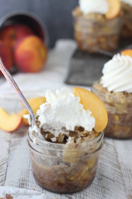 Peach Maple Walnut Crisps with Champagne Whipped Cream