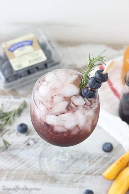 Boozy Peach Blueberry Spritzers. 