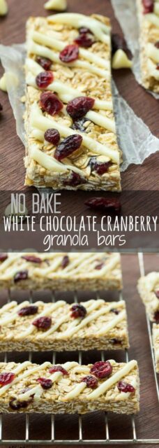 No Bake White Chocolate Cranberry Granola Bars