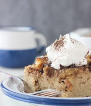 A classic bread pudding with a Tiramisu twist. The bread is baked with a coffee liquor and espresso and it's topped with a mascarpone mousse.