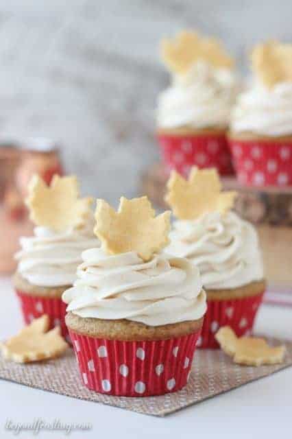 Spiced Cupcakes with gold leaf cupcake toppers made with fondant. This technique is SO easy! See the full tutorial at beyondfrosting.com