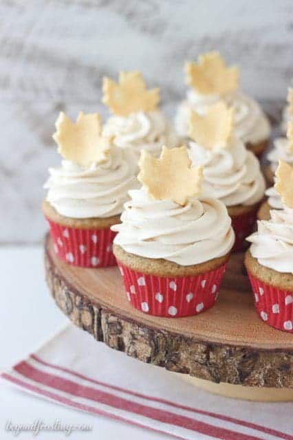 These homemade Spiced Cupcakes with Vanilla Buttercream are the perfect texture and spice for fall.