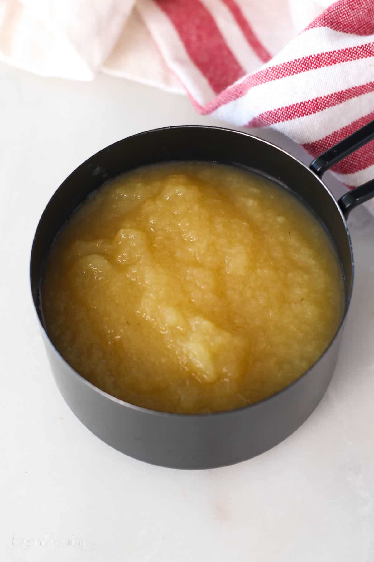 Apple cider in a saucepan.