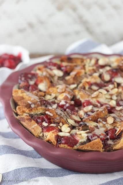 Chocolate Almond Cherry Bread Pudding