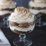 This fall I am craving Maple Bourbon Tiramisu Parfaits. Lady fingers soaked in espresso spiked with bourbon and maple syrup layered with a maple mascarpone mousse.