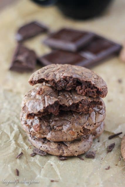 These Triple Chocolate Truffle Cookies are a chocolate lover’s dream. Crispy on the outside and gooey in the middle.