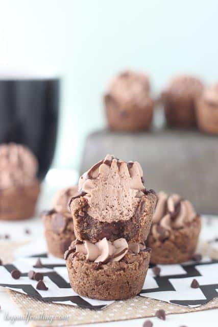 Mouthwatering Hot Chocolate Cookie Cups- a hot chocolate cookie with hot chocolate whipped cream!