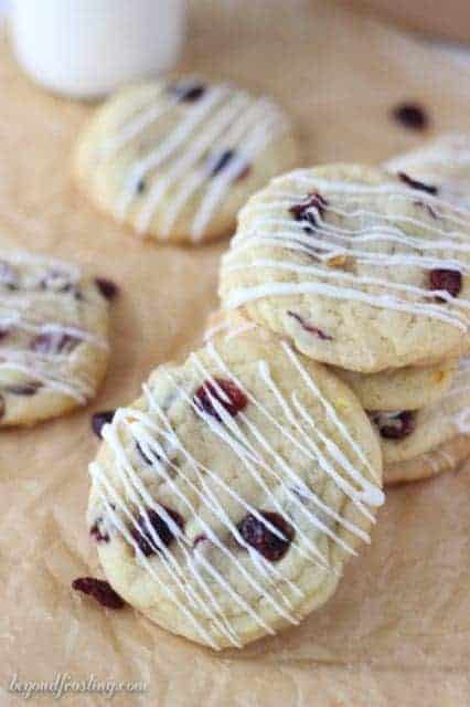 These White Chocolate Cranberry Orange Cookies are perfect for a holiday cookie exchange. They are crispy on the edges and soft in the middle.
