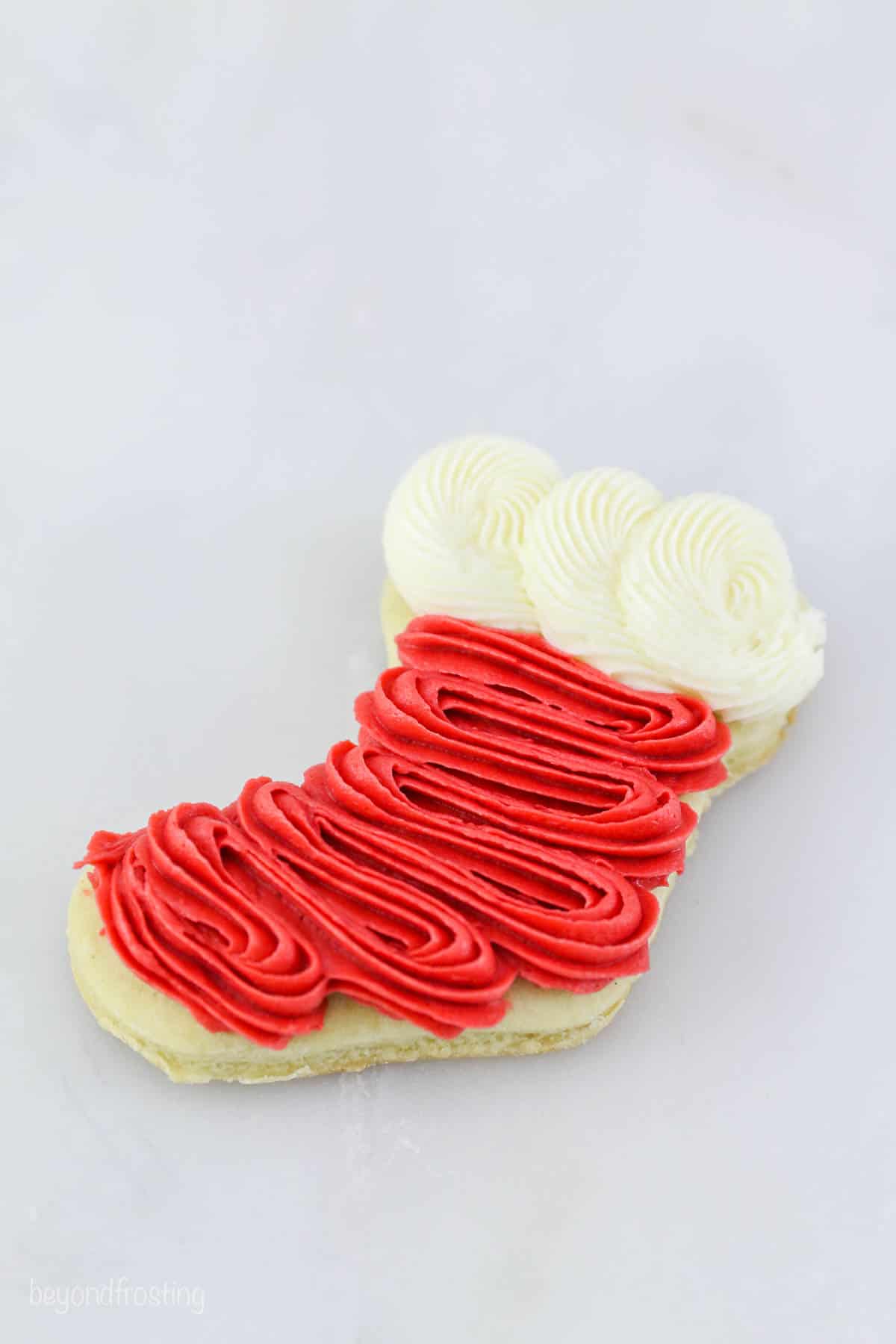A decorated stocking sugar cookie