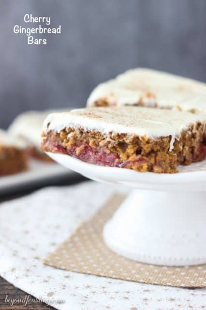 Frosted Gingerbread Cherry Bars.