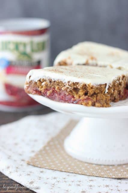 Frosted Gingerbread Cherry Bars.