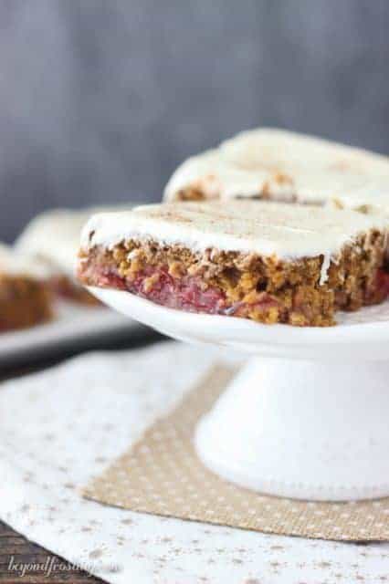 Frosted Gingerbread Cherry Bars.