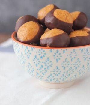 These Pumpkin Spice Cookie Butter Buckeyes are a wonderful twist on a classic peanut butter buckeye.