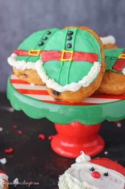 These santa and elves donuts are the perfect treat for Christmas morning.