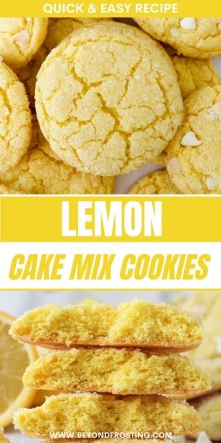 Pinterest title image for Lemon Cake Mix Cookies.