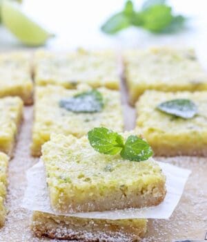 There’s something special about these Mojito Bars that makes my mouth watering. The lime filling is infused with fresh mint and a macadamia nut crust.