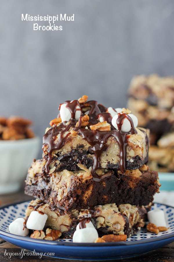 These must-make Mississippi Mud Brookies are so easy! Use a brownie mix and a homemade chocolate chip cookie for a quick and easy treat.