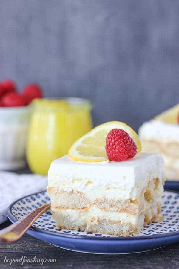 This No-Bake Lemon Icebox Cake is quick to throw together. Layers of ladyfingers, lemon mousse and whipped cream make up this delectable dessert.