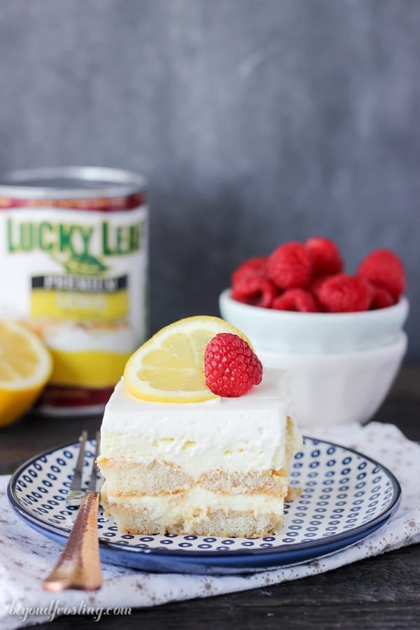 This simple recipe for Lemon Shortcake is no-bake perfection. Soak the ladyfingers in milk, layer in the lemon cheesecake mousse and top it with whipped cream. You must-make this lemon icebox cake! The Lemon Pie Filling makes this dessert so simple!