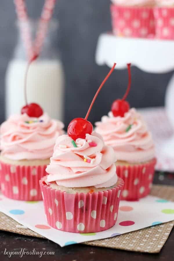 Almond Maraschino Cherry Cupcakes - Your Cup of Cake