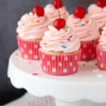 These from-scratch Cherry Funfetti Almond Cupcakes combine the sweet cherry flavor with the buttery almonds. It’s such a fun way to change up your classic Funfetti cupcake.