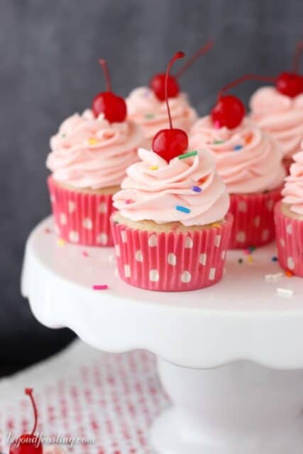These from-scratch Cherry Funfetti Almond Cupcakes combine the sweet cherry flavor with the buttery almonds. It’s such a fun way to change up your classic Funfetti cupcake.