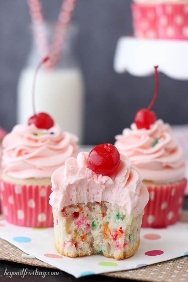 These from-scratch Cherry Funfetti Almond Cupcakes combine the sweet cherry flavor with the buttery almonds. It’s such a fun way to change up your classic Funfetti cupcake.