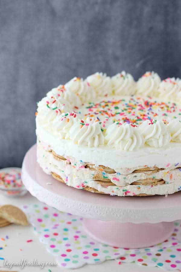 This No-Bake Oreo Funfetti Icebox Cake gives you the ultimate cake batter flavor but without all the work. Layers of Golden Oreos, funfetti mousse and whipped cream. 