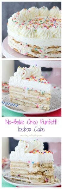 This No-Bake Oreo Funfetti Icebox Cake gives you the ultimate cake batter flavor but without all the work. Layers of Golden Oreos, funfetti mousse and whipped cream. This easy to follow recipe is a keeper!