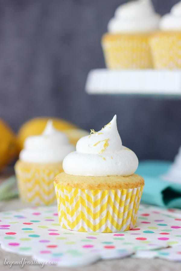 Skinny Lemon Cream Pie Cupcakes - Beyond Frosting