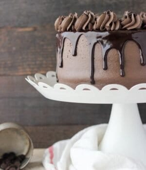 This Chocolate Mudslide Cake is what dreams are made of. The decadent chocolate cake is baked with Kahlua, and frosted with a Kahlua chocolate buttercream. It’s finished with a Bailey’s spiked chocolate ganache. This is one recipe you’ll be craving for weeks.