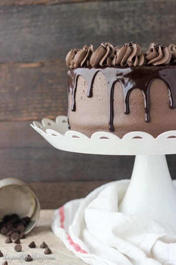 Side View of Homemade Chocolate Mudslide Cake 